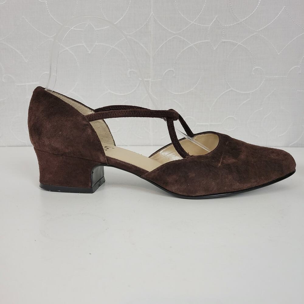 925 So Soft Heather Womens Sandals‎ Size 8 Brown Suede Slip On Strappy 614-9652